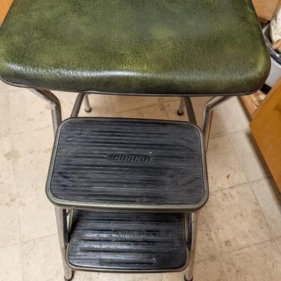 Mid Century Cosco Green Step Stool Seat.