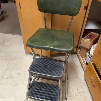 Mid Century Cosco Green Step Stool Seat.
