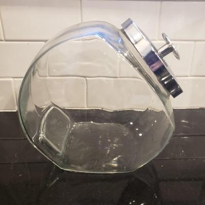 Two Clear Glass Cookie Jars (K-KD)