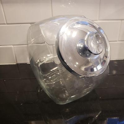 Two Clear Glass Cookie Jars (K-KD)
