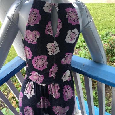 LOFT black and pink floral maxi dress