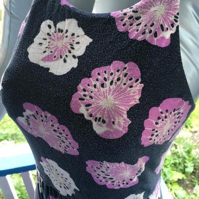 LOFT black and pink floral maxi dress