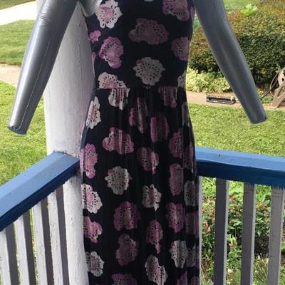LOFT black and pink floral maxi dress