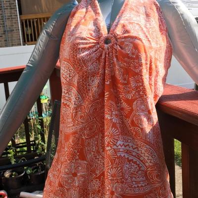 Jones New York orange floral halter top