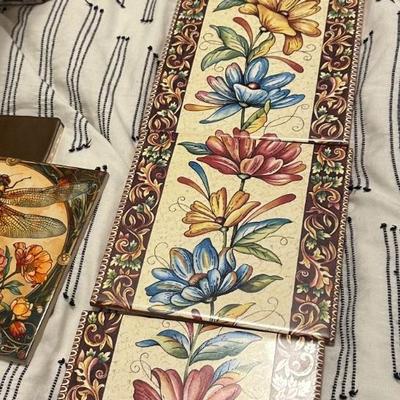 Alhambra ceramic tile set with a floral trellis des