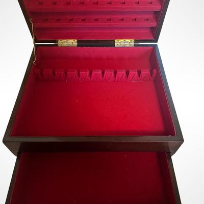 Wood Silverware/Jewelry Chest on Stand