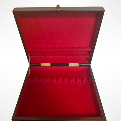 Wood Silverware/Jewelry Chest on Stand
