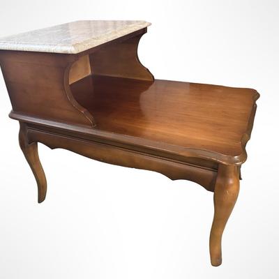 Two-Tier Side Table with Marble Top