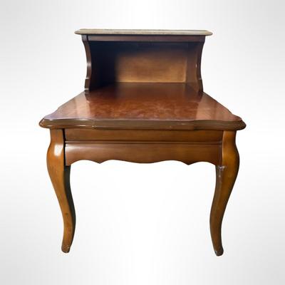 Two-Tier Side Table with Marble Top