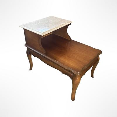 Two-Tier Side Table with Marble Top