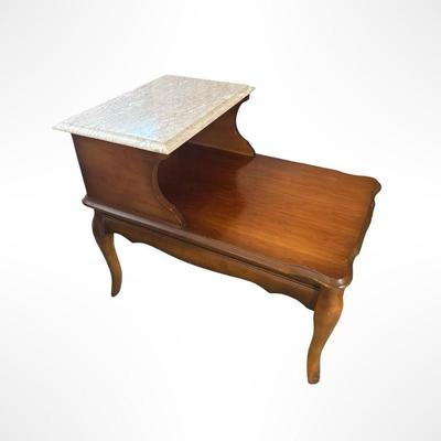 Two-Tier Side Table with Marble Top