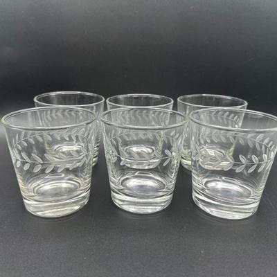 Etched Leaf Design Glasses- Set of 6