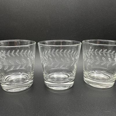 Etched Leaf Design Glasses- Set of 6