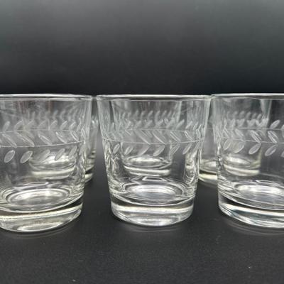 Etched Leaf Design Glasses- Set of 6