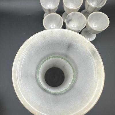 Carved Stone Decanter Set with 6 Cups – Made in Taiwan