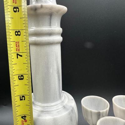 Carved Stone Decanter Set with 6 Cups – Made in Taiwan