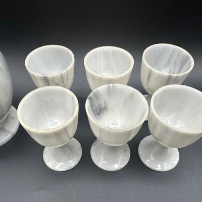 Carved Stone Decanter Set with 6 Cups – Made in Taiwan