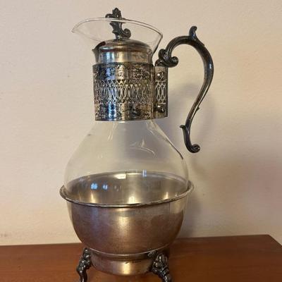 Vintage Glass Coffee Carafe with Stand & Warmer