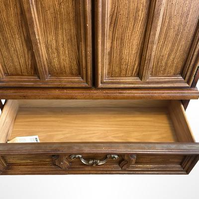 Vintage Bassett Double-Door Storage Cabinet with Lower Drawer