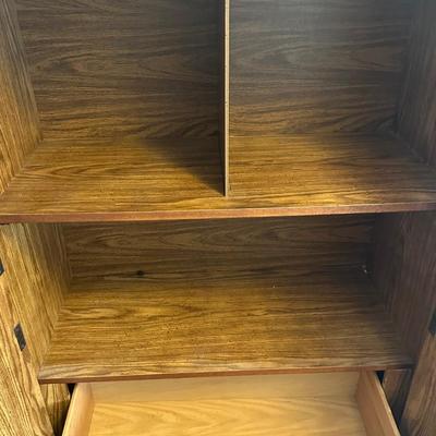 Vintage Bassett Double-Door Storage Cabinet with Lower Drawer