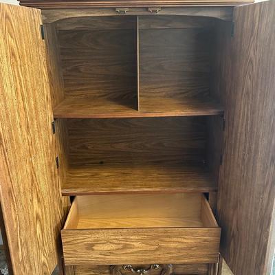Vintage Bassett Double-Door Storage Cabinet with Lower Drawer