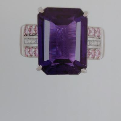 GIA CERTIFIED LAB GROWN AMETHYST RING