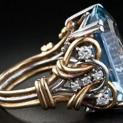 Blue synthetic zirconia ring