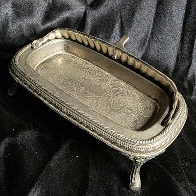 Victorian Silverplate Footed Covered Butter Dish – Ornate Ribbed Dome & Engraved Serving Tray