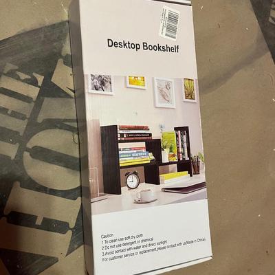 Ulrikco expandable desktop bookshelf and desk organizer shelf.