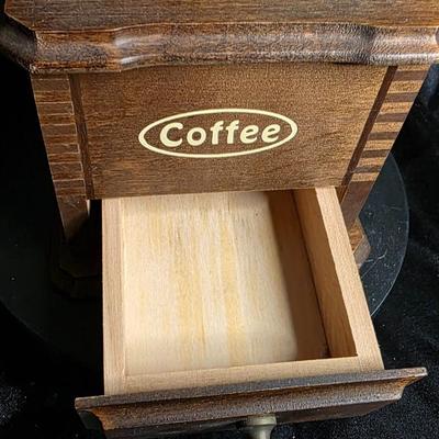 Vintage Hand-Crank Coffee Grinder with Brass Bowl & Wooden Drawer