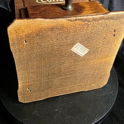 Vintage Hand-Crank Coffee Grinder with Brass Bowl & Wooden Drawer