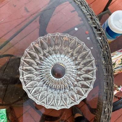 vintage clear pressed glass bowl, from the Libbey Glass Company LRS45 pattern or the Hoosier Glass Company