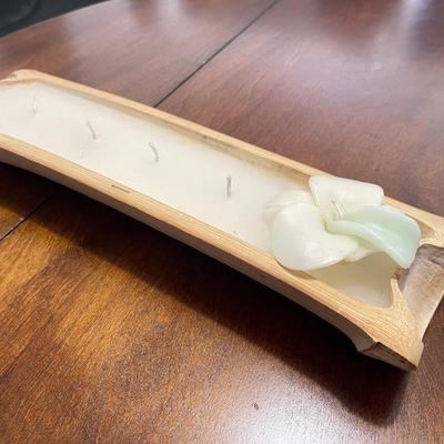 Sale Photo Thumbnail #2: Beautiful 4 wick candle in wood base