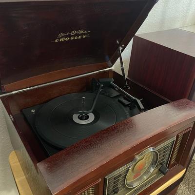 Sale Photo Thumbnail #12: one speaker fabric is frayed, works, play records cds, radio and tapes
Does not come with wood stand