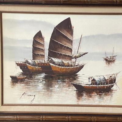 Sale Photo Thumbnail #44: Very Beautiful set of 3 paintings 
Artist P. Wong