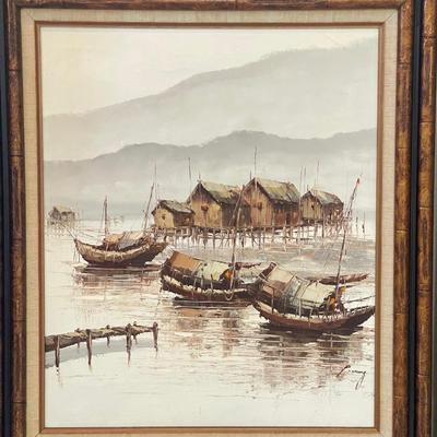 Sale Photo Thumbnail #42: Very Beautiful set of 3 paintings 
Artist P. Wong