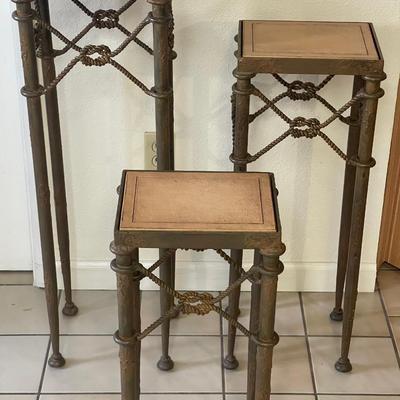 Sale Photo Thumbnail #50: Very heavy iron accent tables 
Beautiful condition