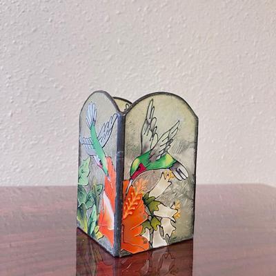 Sale Photo Thumbnail #83: Stunning Stained glass humming bird candle holder