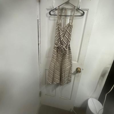 A. Byer 1950s style striped halter neck dress