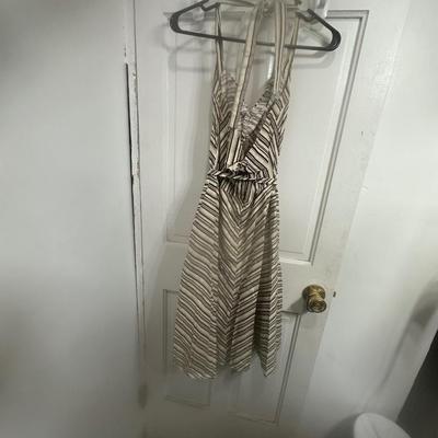 A. Byer 1950s style striped halter neck dress