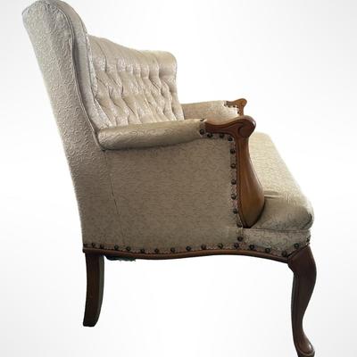 Vintage Upholstered Settee with Tufted Back