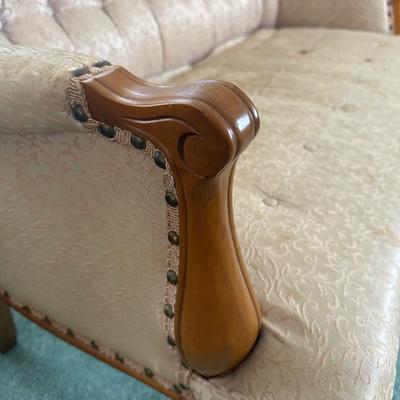 Vintage Upholstered Settee with Tufted Back