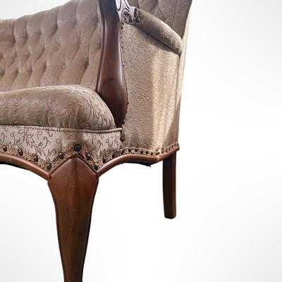Vintage Upholstered Settee with Tufted Back