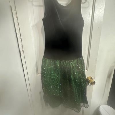 Jessica Howard dress with black velvet top with green skirt
