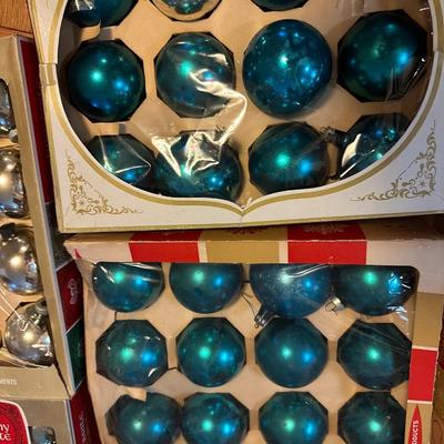 Vintage Shiny Brite Glass Ornaments – Teal & Silver Lot
