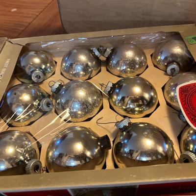 Vintage Shiny Brite Glass Ornaments – Teal & Silver Lot