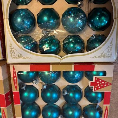 Vintage Shiny Brite Glass Ornaments – Teal & Silver Lot