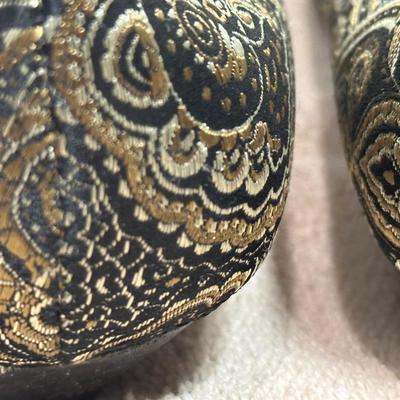Nine West black and gold brocade ballet flats.