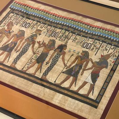 Sale Photo Thumbnail #145: Handcrafted papyrus artwork framed under glass, ready to hang!