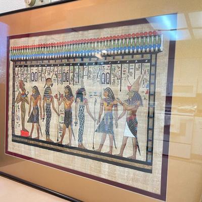 Sale Photo Thumbnail #144: Handcrafted papyrus artwork framed under glass, ready to hang!